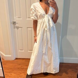 White Tie-Front Maxi Dress - Women